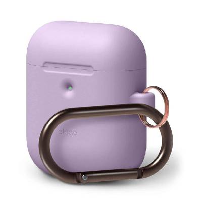 Силиконов калъф с карабинер за Apple Airpods 2 with Wireless Charging Case - Elago Airpods Silicone Hang Case (лилав) (EAP2SC-HANG-LV)