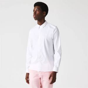 Lacoste Slim Fit Concealed Placket Poplin Shirt - White