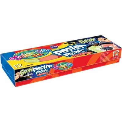 Colorino Glow temperové barvy svítící ve tmě 12 ks 20 ml