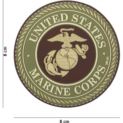 Gumová nášivka 101 Inc znak United States Marine Corps - olivová