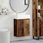 vidaXL Мивка за баня със смесител Старо дърво 45, 5 x 22, 5 x 84 см (889509)