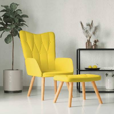 vidaXL 327544 Relaxační se stoličkou textil horčicově žlutá