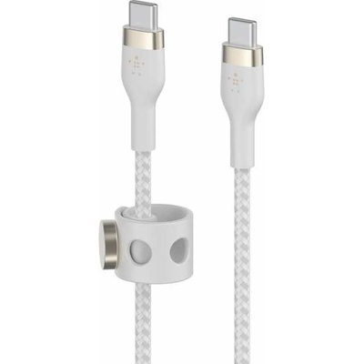 BoostCharge Pro Flex USB-C Cable - здрав USB-C към USB-C кабел с въжена оплетка за устройства с USB-C порт (300 см) (бял)