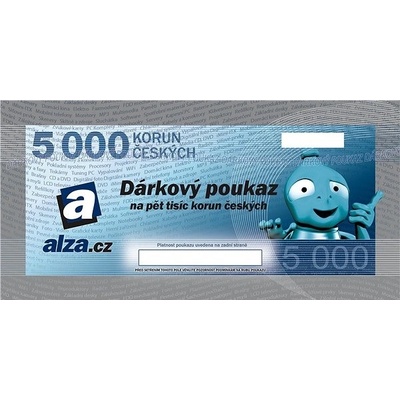 Tištěný dárkový poukaz Alza.cz na nákup zboží v hodnotě 5000 Kč