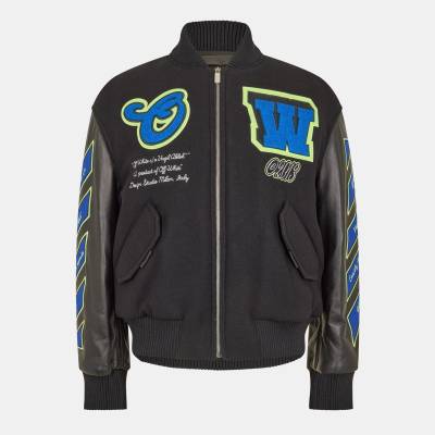 OFF WHITE Яке OFF WHITE Men's Leather Tailored Fit Jacket - Black/Blue
