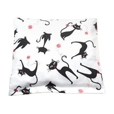 TORF Polštářek z třešňových pecek, bílý s kočkami, 18 x19 cm