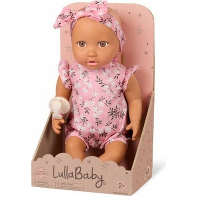 LullaBaby Bábika 35 cm v overale s čelenkou Floral Pink