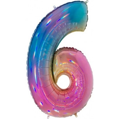 Balón Číslo 6 dúha maxi