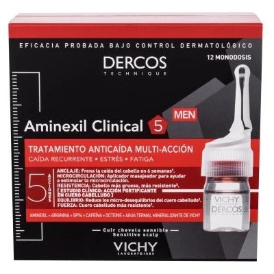 Vichy Dercos Aminexil Clinical 5 cílená péče proti vypadávání vlasů pro muže Multi-Target Anti-Hair Loss Treating Care 12 x 6 ml