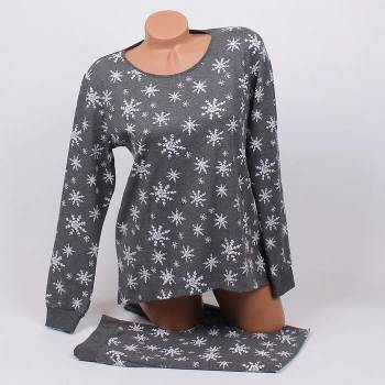 Image 1 of Памучна пижама в тъмносиво със снежинки