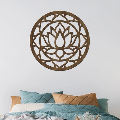 dřevo života Dřevěný obraz LOTUS MANDALA Zvolte barvu dekoru: Ořech, Rozměry (cm): 60x60