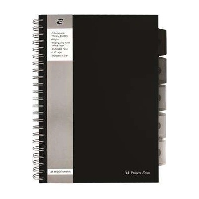 Pukka Pad Špirálový zošit A4 linajkovaný Black project book čierny