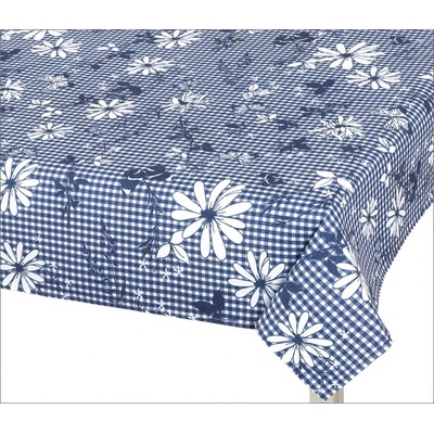 Bellatex ubrus Dita 410 modrá kostička s květem 140x180cm
