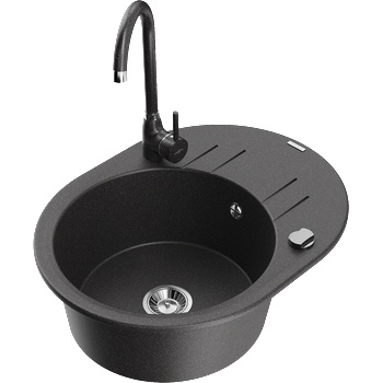 Mexen Kevin гранитна мивка с 1 корито с отцедник и кухненски смесител Telma, (6517-76-670200-76)