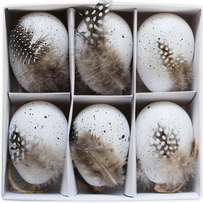 Vajíčka závěs PVC bílá 6 ks 6 cm