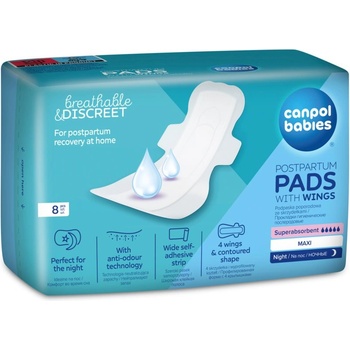 Image 1 of Canpol babies Postpartum Pads With Wings дамски превръзки за след раждане за нощ 8 бр