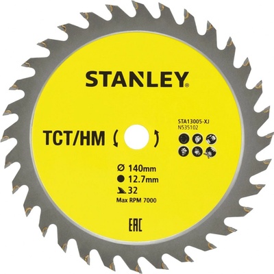 STANLEY TCT/HM pilový kotouč na dřevo 140x12.7mm 32 zubů STA13005