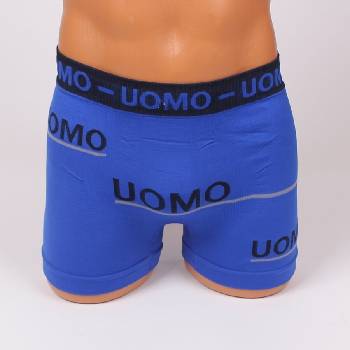 Мъжки безшевен боксер в син цвят с надпис