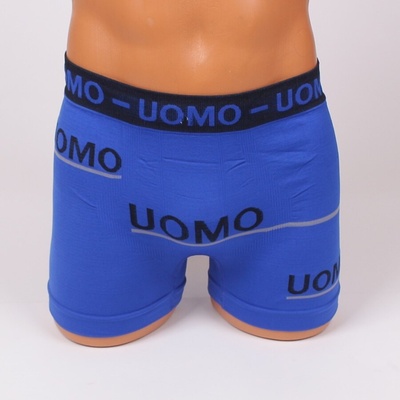 Мъжки безшевен боксер в син цвят с надпис