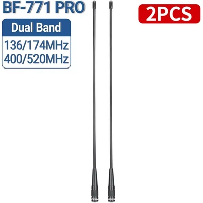 Baofeng Комплект 2 броя Антена Baofeng BF-771 PRO, SMA Female, Двулентова VHF/UHF за радиостанции, Baofeng, Quansheng, Kenwood, Puxing, HYT, TYT, Linton, Weirwei, Wouxun, 38см (BF-771 PRO two)