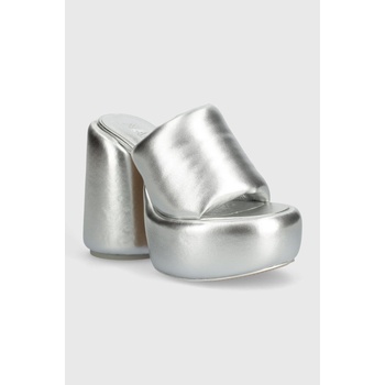 Naked Wolfe Кожени чехли Naked Wolfe Wow Silver в сребристо с дебел ток (Wow.Silver)