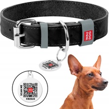 WAUDOG Obojok pre psa kožený okrúhly s QR pasom