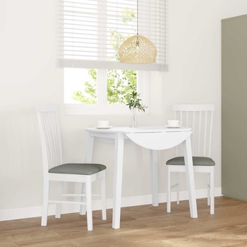 vidaXL Трапезни столове с възглавници 2 бр Бяла масивна дървесина гума (4102503)