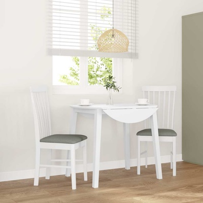 vidaXL Трапезни столове с възглавници 2 бр Бяла масивна дървесина гума (4102503)