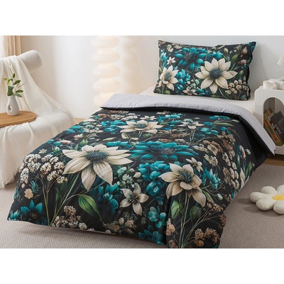 Xpose bavlna Renforcé obliečky KVETINOVÝ ZÁHON modré 140x200 70x90