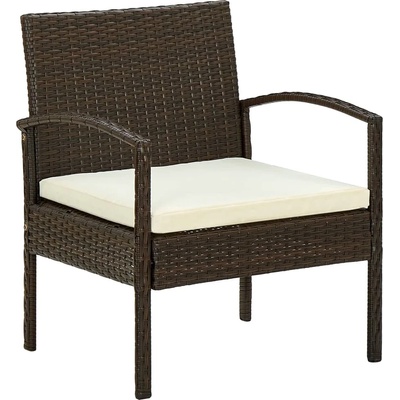 vidaXL Градински стол с възглавница, полиратан, кафяв (45794)