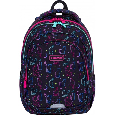 HEAD Ученическа раница Head - Котки в тъмното, 3 ципа (AS502024110)