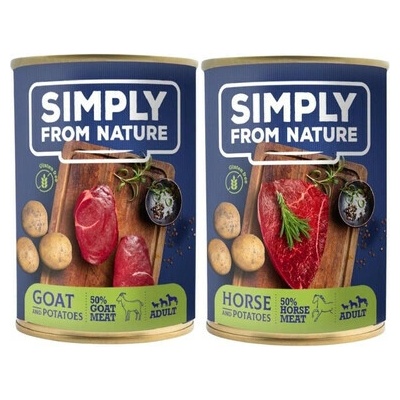 Simply From Nature kozie mäso so zemiakmi + konské mäso so zemiakmi 12 x 400 g –