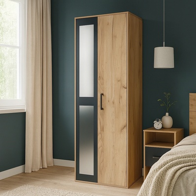 Двукрилен гардероб Viva 2D дъб крафт с антрацит