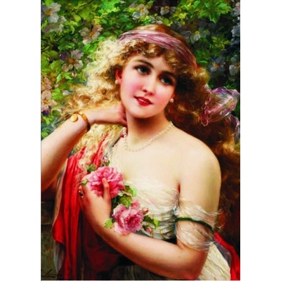 Gold Young lady with roses 1000 dielov