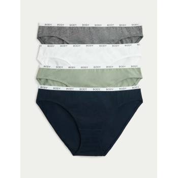 Marks & Spencer Бикини с висок памучен дял, комплект 4 бр. Marks & Spencer в синьо Marks & Spencer | Sin | ЖЕНИ | XS