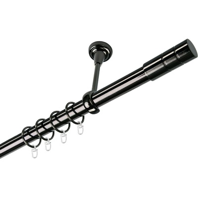 OK-GarnýžeCY Garnýž kovová jednořadá 25mm Cylinder onyx 200 cm do stropu / kroužky s háčkem