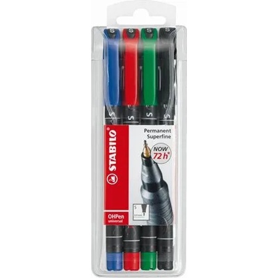 STABILO Комплект маркери за алкохол, 0, 4 мм, STABILO "OHPen S", 4 различни цвята 841/4 (841/4)