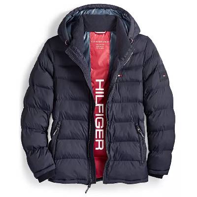 Tommy Hilfiger prošívaná zimní pánská bunda Puffer modrá L
