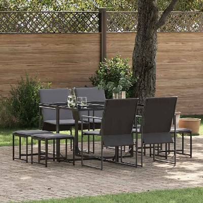 vidaXL Комплект за хранене в градината 9 pcs Черно Стомана (3335863)