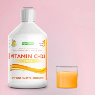 Swedish Nutra Vitamín C + Vitamín D3 + zinok na posiľnenie imunity 500 ml
