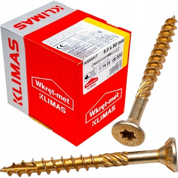 Klimas Wkret-Met TX 5x50mm - 300 ks - Skrutky / Vruty do dreva so zapustenou hlavou, WKCS