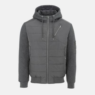 Firetrap Поларено яке Firetrap Men's Fleece Hooded Long Sleeve Hybrid Jacket - Charcoal