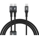 Dudao L3F 2в1 кабел 100W 1.2m 2 x USB-C - черен (6976625333493)