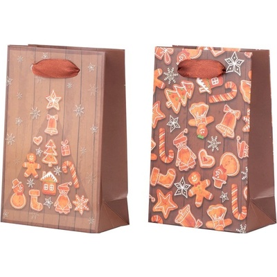 Taška dárková 100x150 mm perníčky mix, hnědá