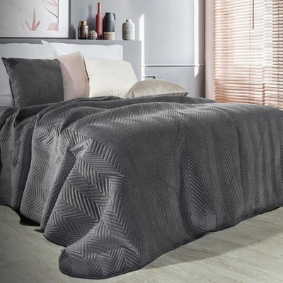 Eurofirany přehoz na postel Velvetový jednofarebný SOFIA ová antracit Zamat 170 x 210 cm