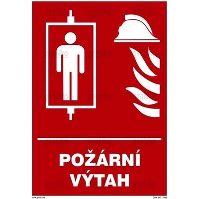 Grafiko | Požární výtah - Text obrázku Požární výtah, Materiál Samolepící PVC folie, Rozměr 210x148mm