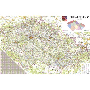 Česká republika silniční - nástěnná mapa 160 x 110 cm, lamino + očka