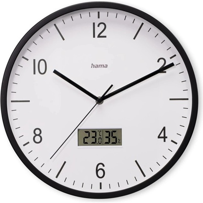 HAMA Lanzarote nástenné hodiny, rádiom riadené, tepl./vlhkosť, 35 cm, čierne - 00185887