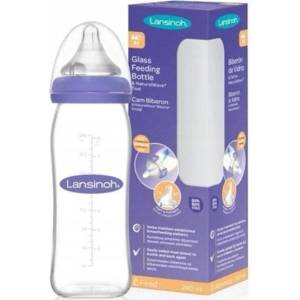 Lansinoh Стъклена бебешка бутилка с биберон NaturalWave® (M) 240ml (77250)