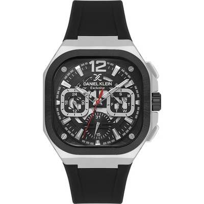 Daniel Klein DK. 1.14008-1 Мъжки часовник, черен -Черен циферблат, Силиконова каишка